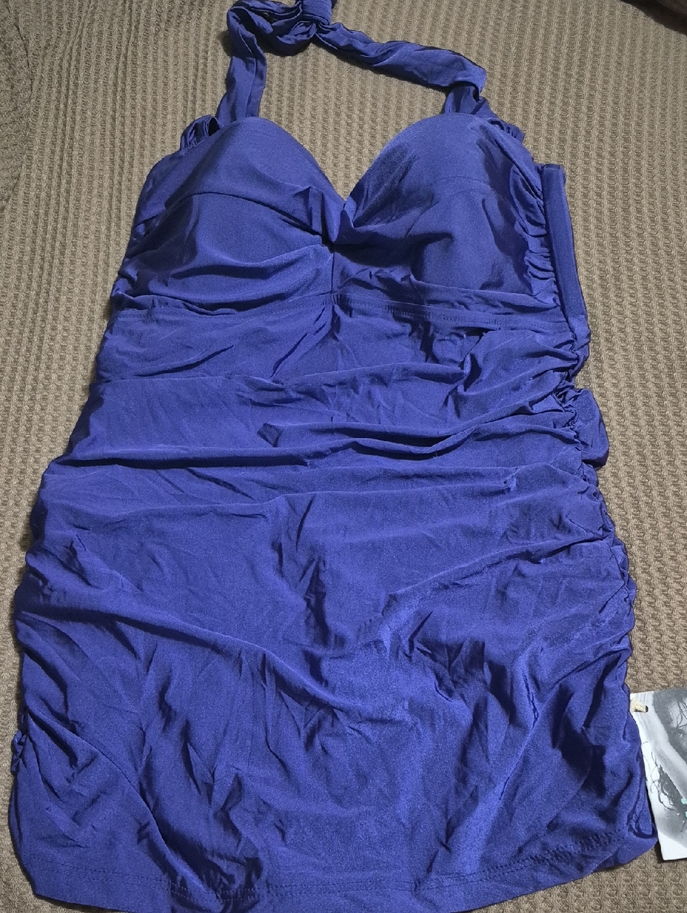 Isola by Megan Gale Galleria Twist Halter Maillot Blueberry Bathing Suit Size 14